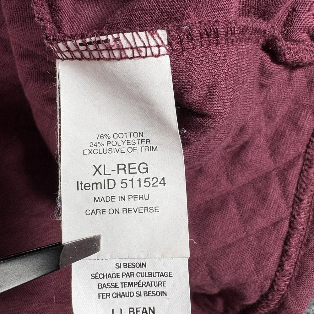 LL Bean Mens XL Traditional Fit Quilted Sweatshirt Snap Overshirt Shacket Maroon